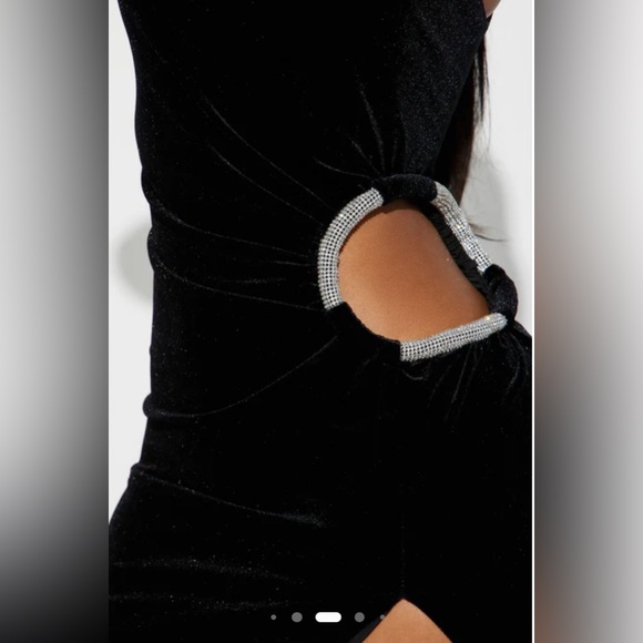 NWT velvet jewel gown Elegant Black One-Shoulder Dress medium - Picture 2 of 4